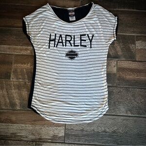 Harley Davidson striped black top Deadwood South Dakota. S